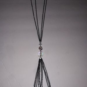 Statement Necklace w Tassel Crystal accents Sexy
